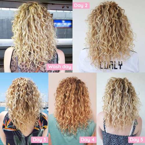 Curly Hairstyle on the Wash Day and Five Days After